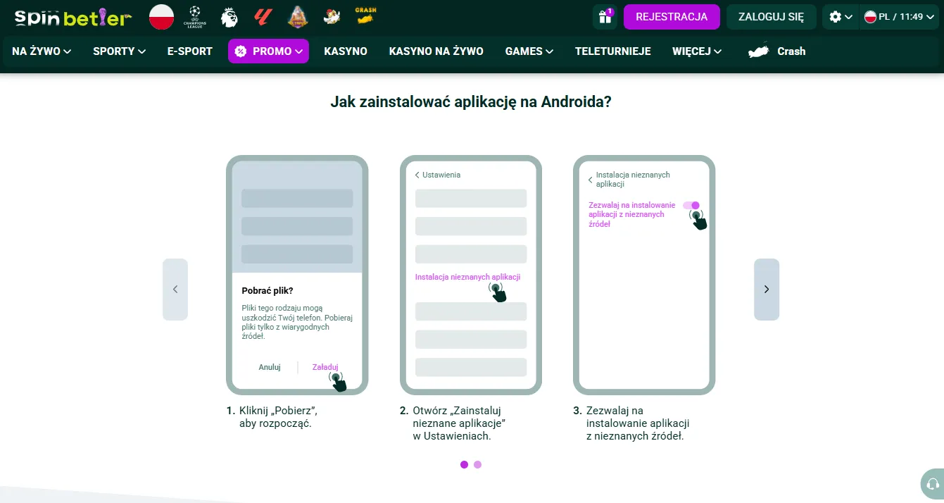 Spinbetter app – instalacja APK na Androidzie krok po kroku